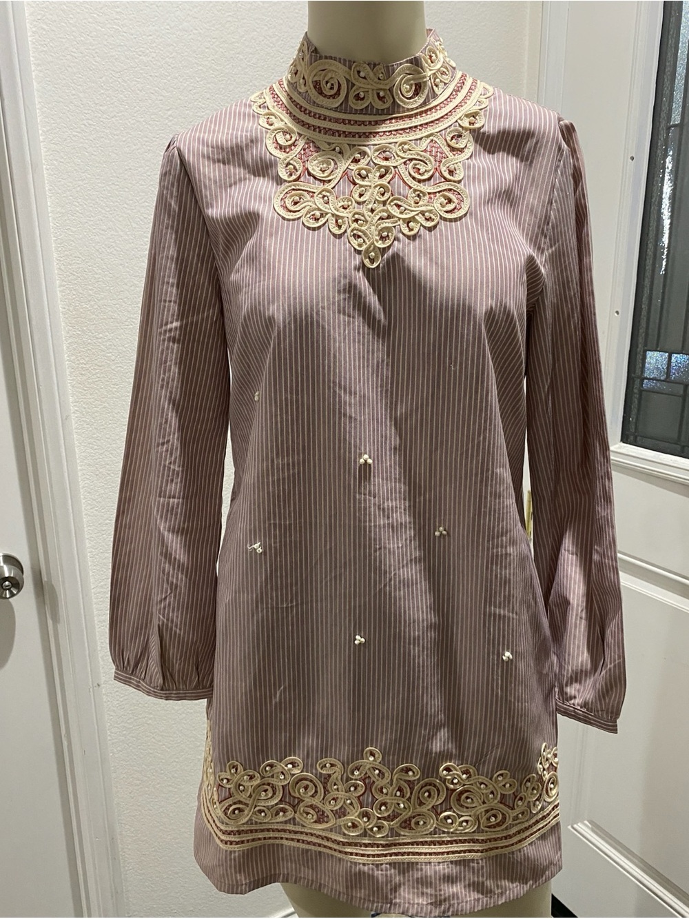 Zadig & Voltaire Mauve and Cream Striped Lined Jacket